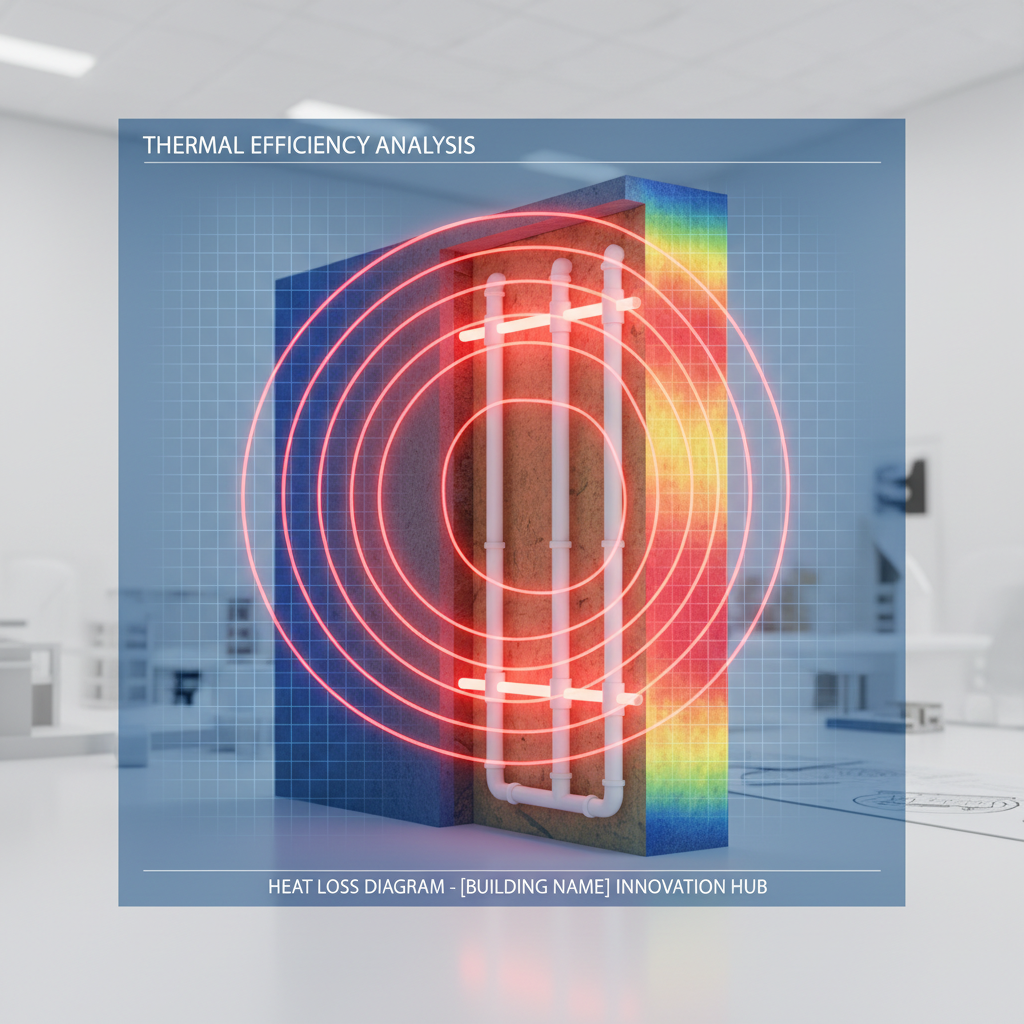 Thermal mapping showing heat loss in building pipes
