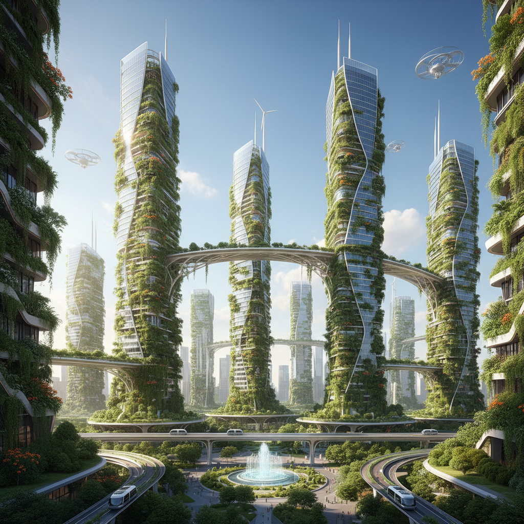 Eco-friendly sustainable city skyline